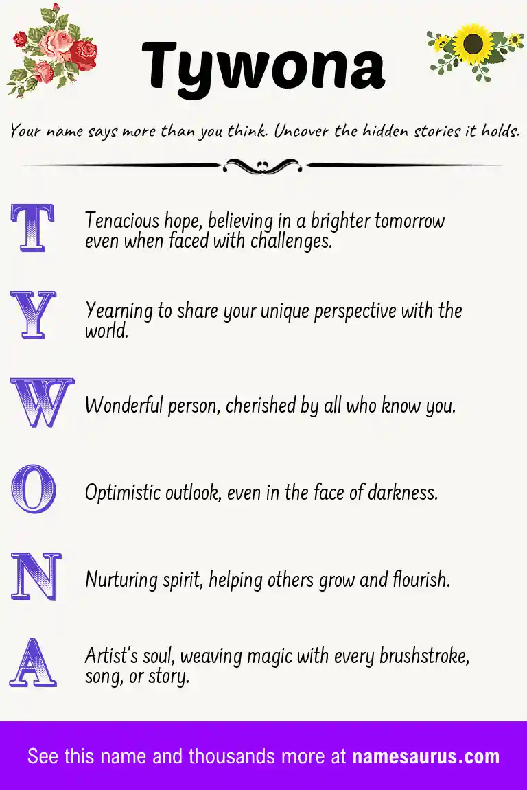 Acrostic poem about Tywona.