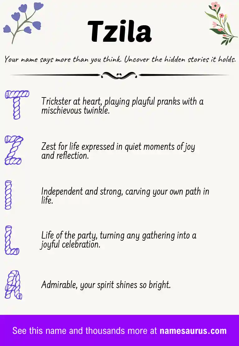 Acrostic poem about Tzila.