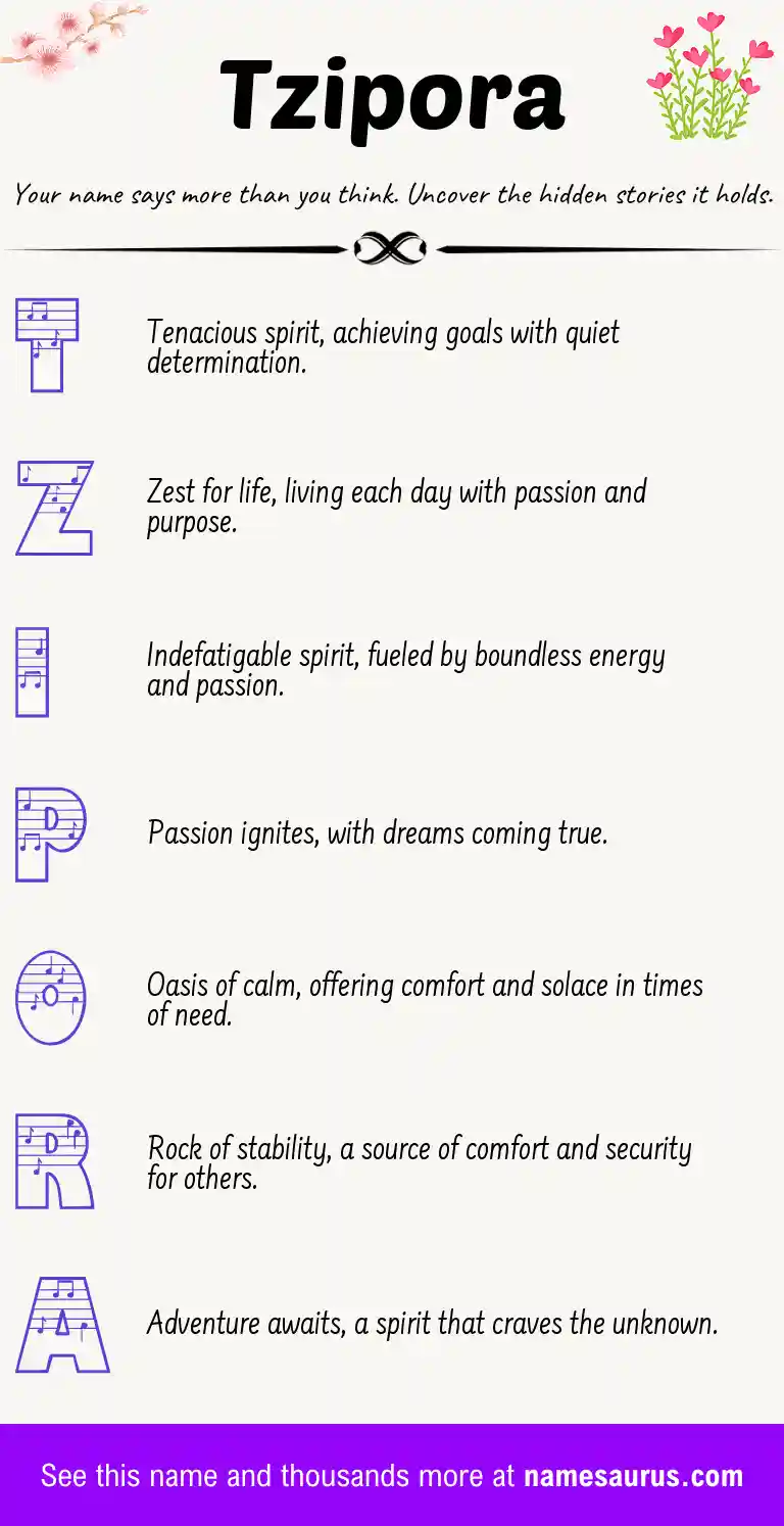 Acrostic poem about Tzipora.