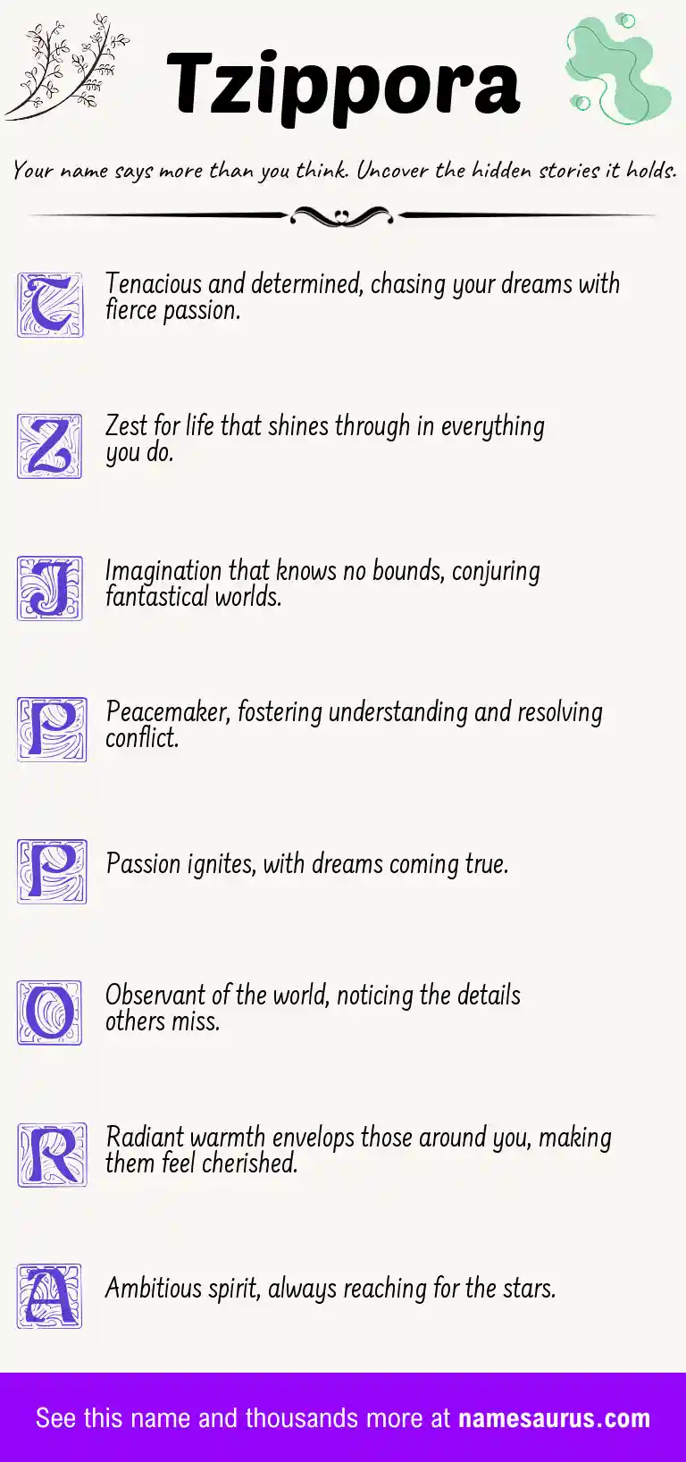 Acrostic poem about Tzippora.