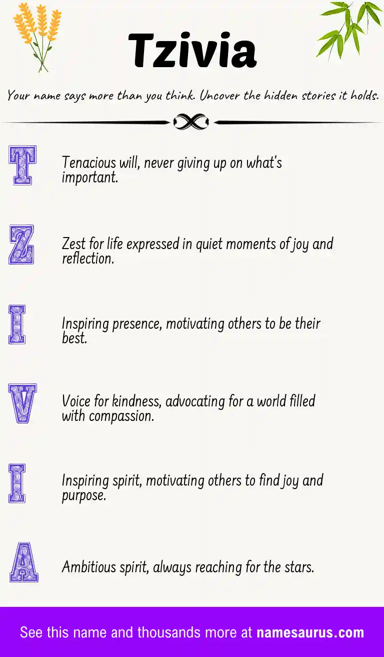 Acrostic poem about Tzivia.