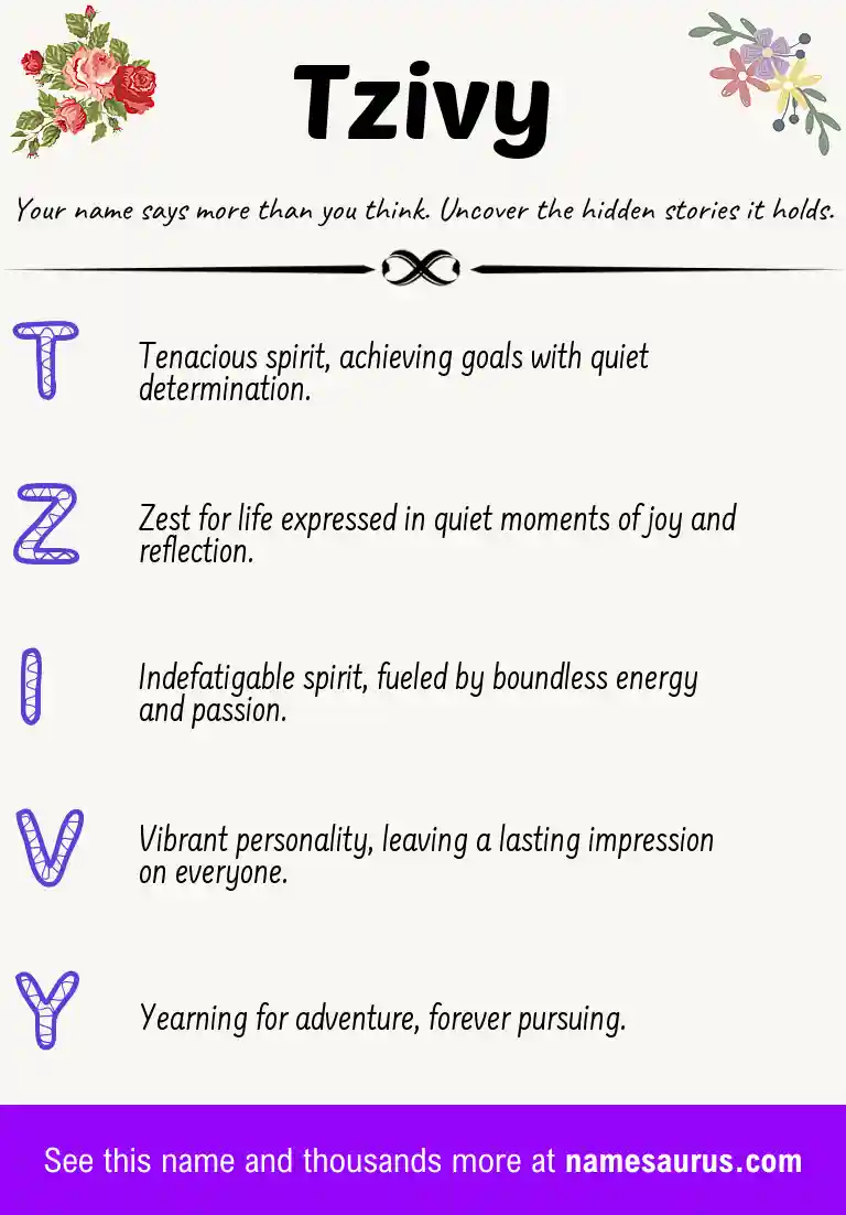 Acrostic poem about Tzivy.
