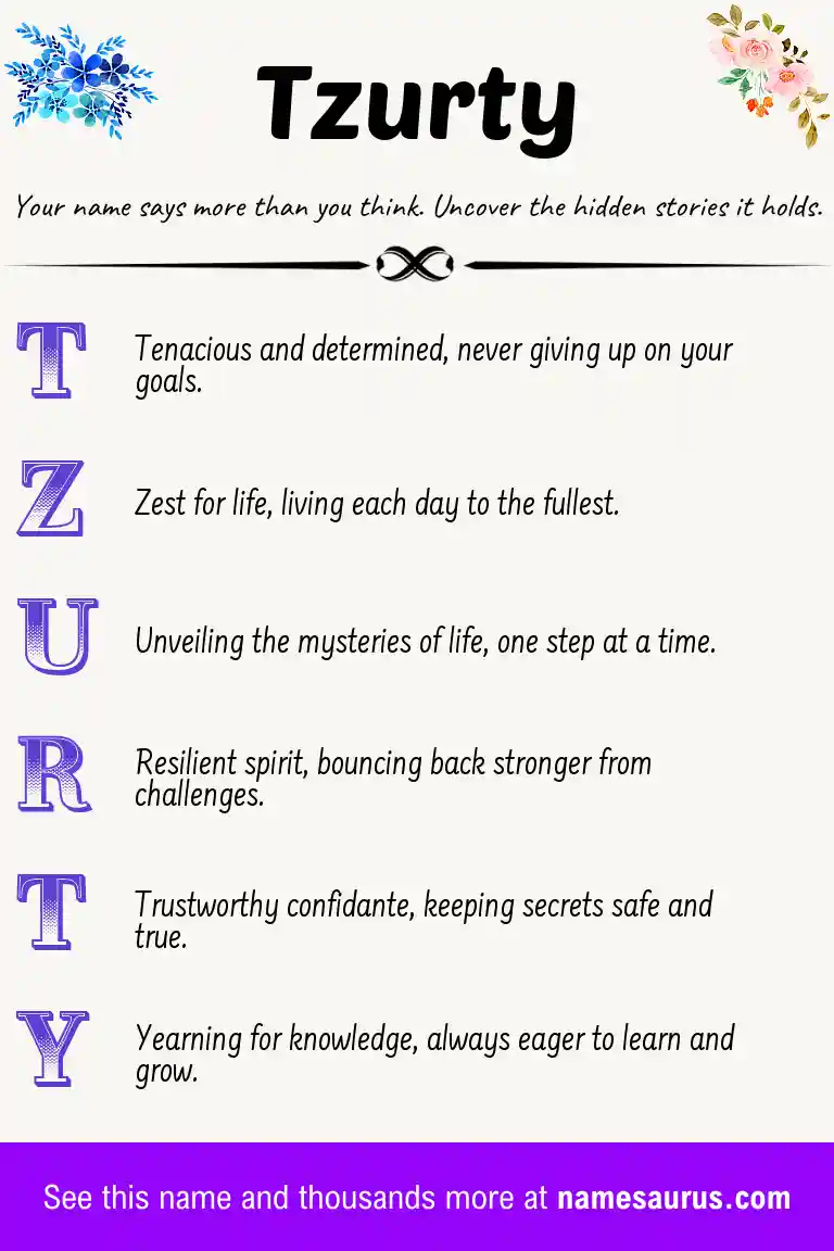 Acrostic poem about Tzurty.