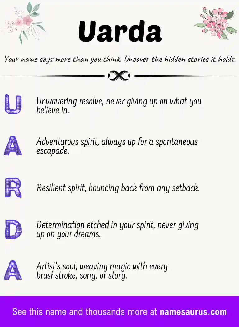 Acrostic poem about Uarda.