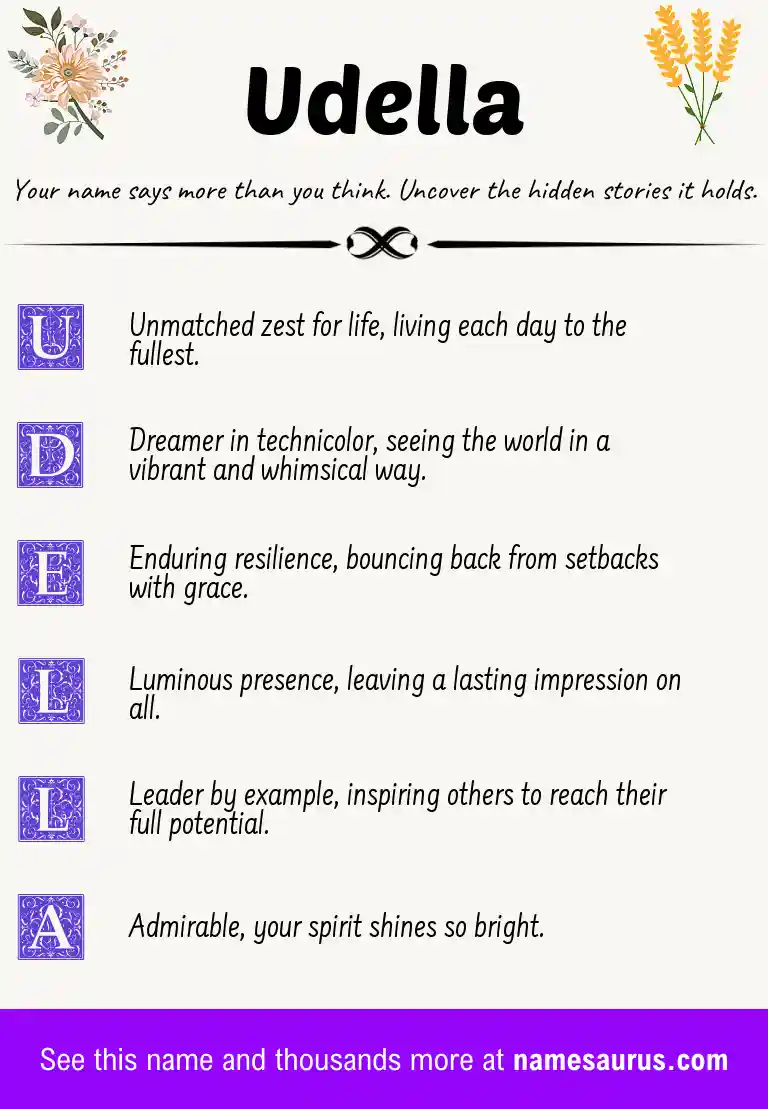 Acrostic poem about Udella.
