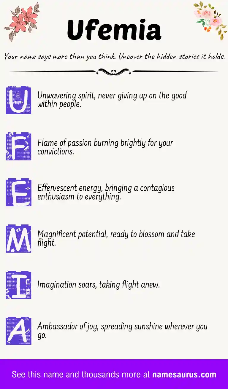 Acrostic poem about Ufemia.