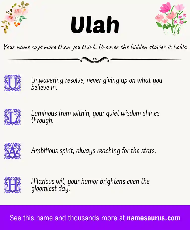 Acrostic poem about Ulah.