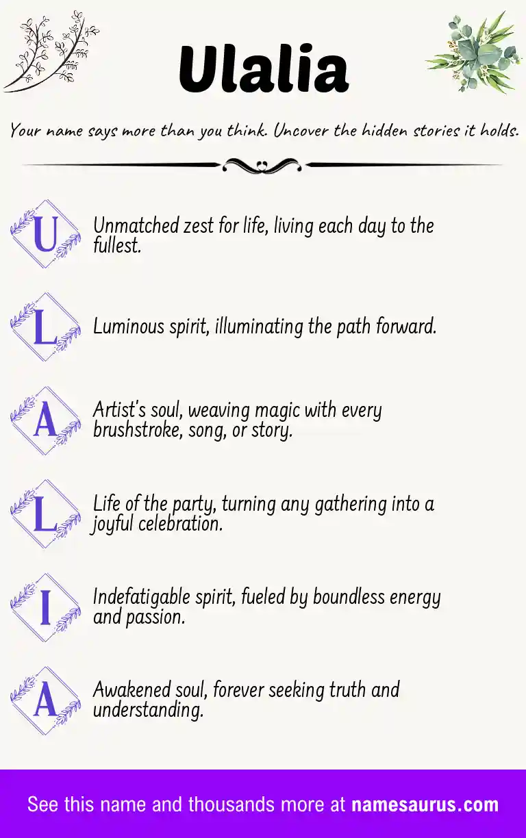 Acrostic poem about Ulalia.