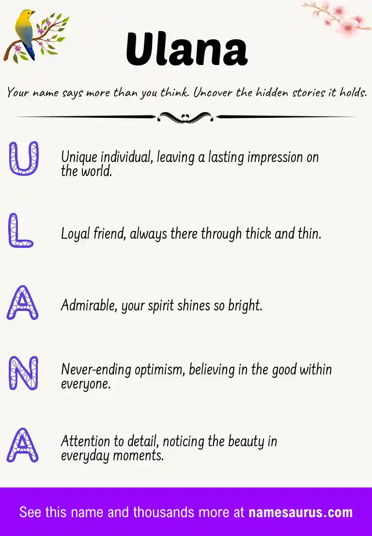 Acrostic poem about Ulana.