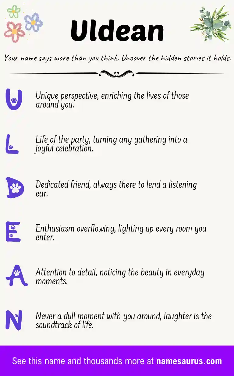 Acrostic poem about Uldean.