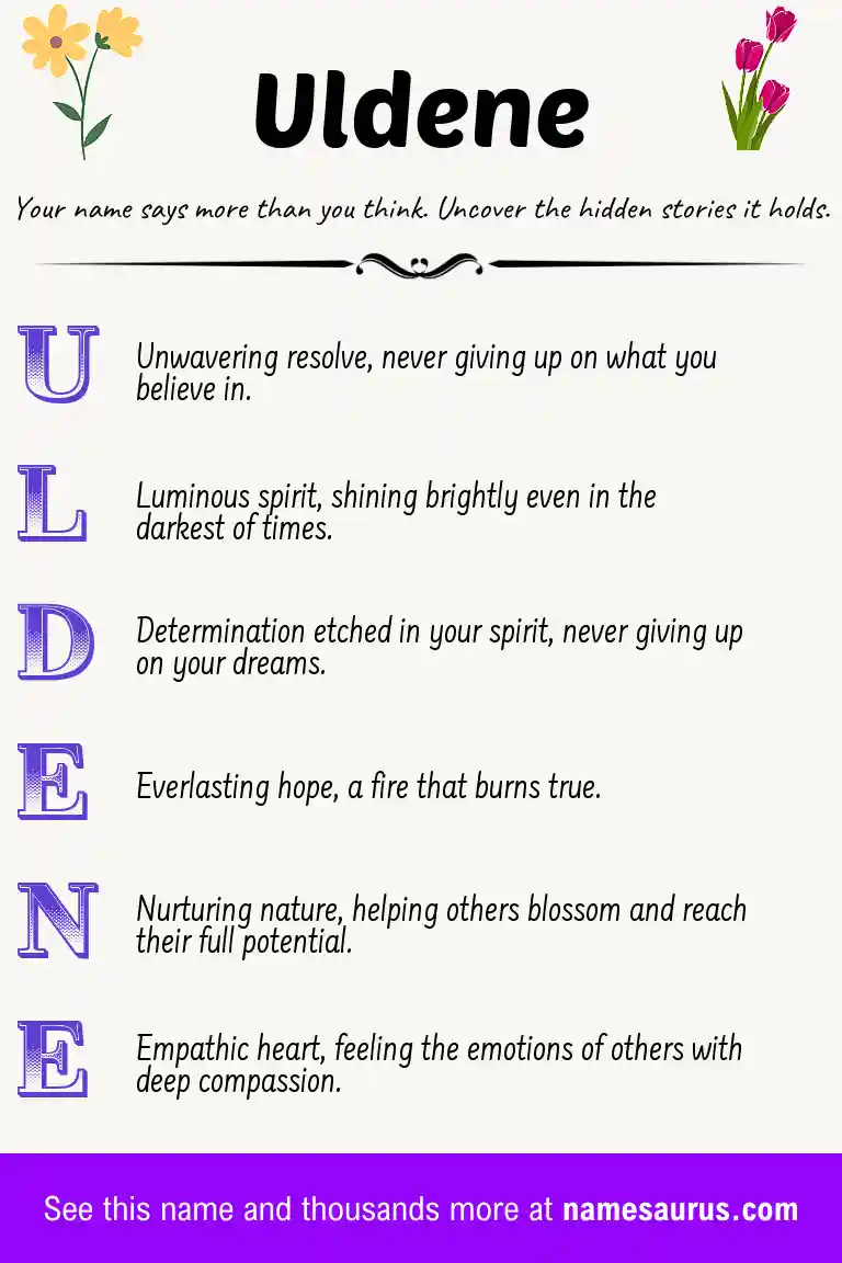 Acrostic poem about Uldene.