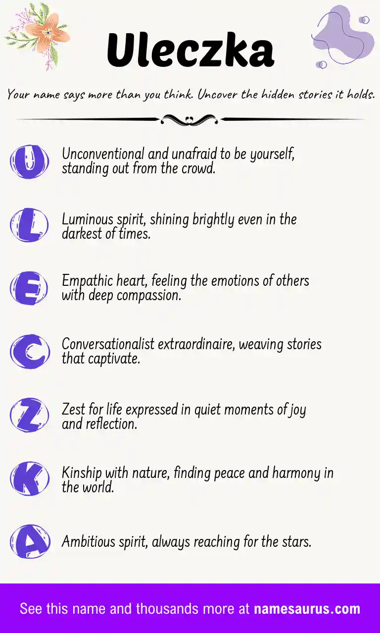 Acrostic poem about Uleczka.