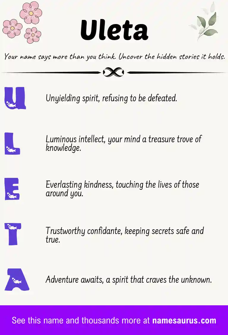 Acrostic poem about Uleta.