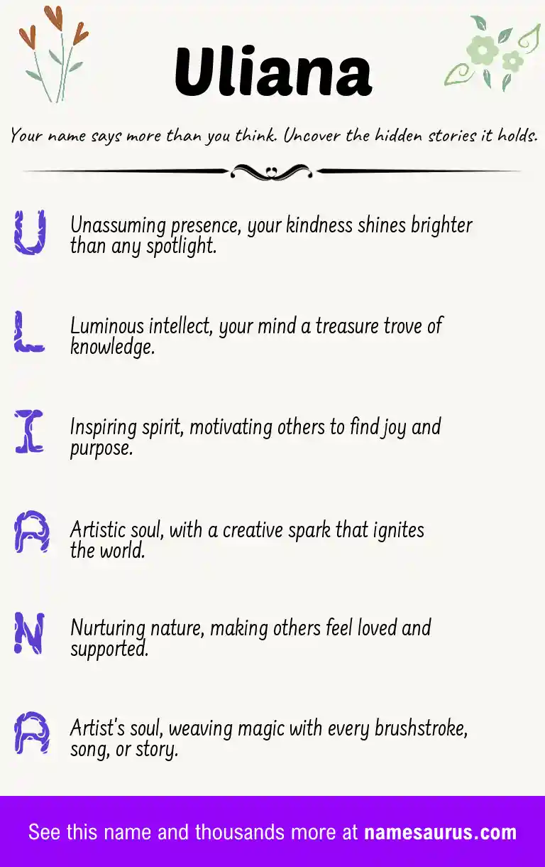 Acrostic poem about Uliana.