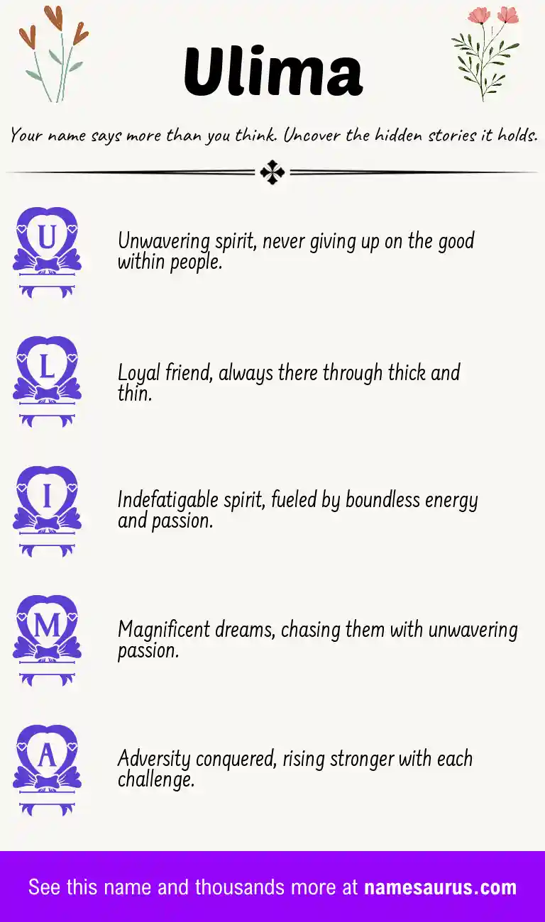 Acrostic poem about Ulima.