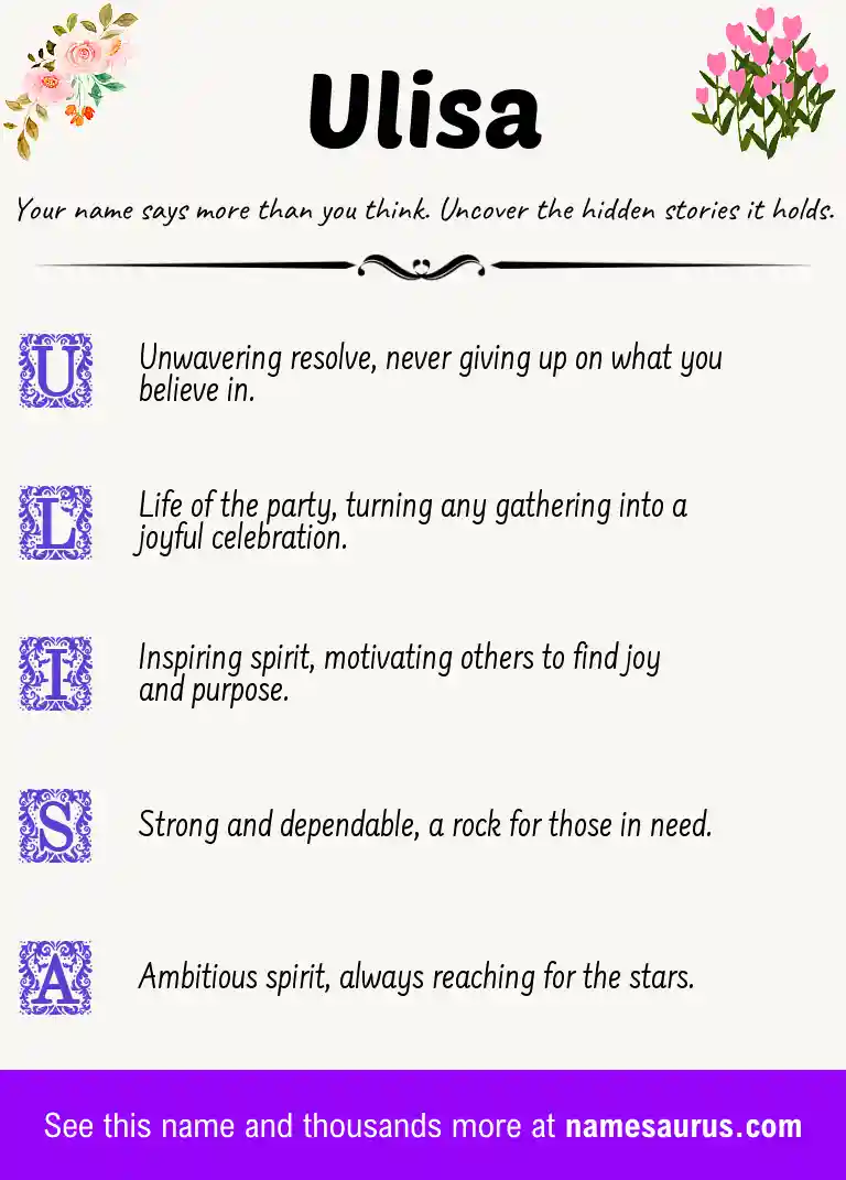 Acrostic poem about Ulisa.