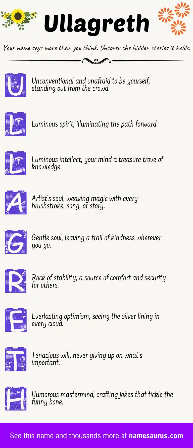 Acrostic poem about Ullagreth.