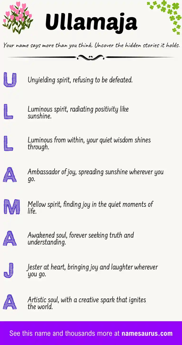 Acrostic poem about Ullamaja.
