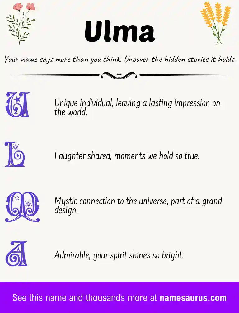 Acrostic poem about Ulma.