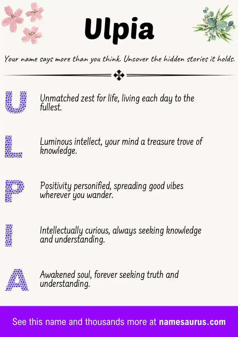 Acrostic poem about Ulpia.