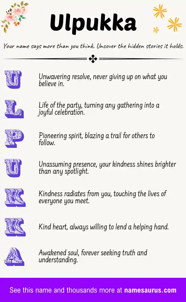 Acrostic poem about Ulpukka.