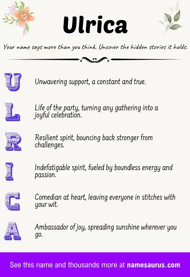 Acrostic poem about Ulrica.