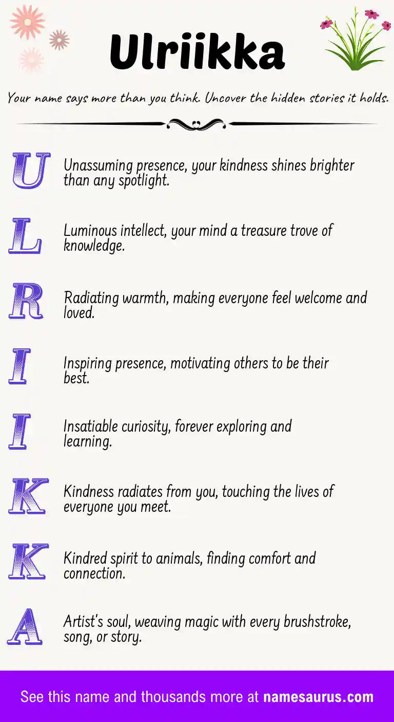Acrostic poem about Ulriikka.