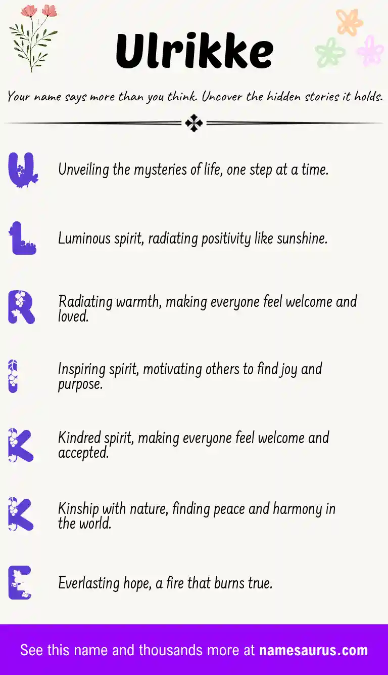 Acrostic poem about Ulrikke.