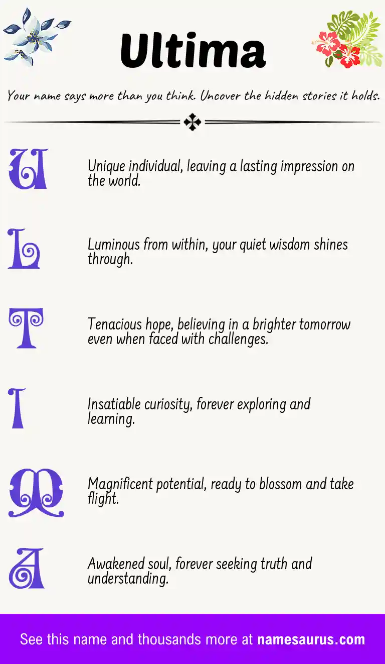 Acrostic poem about Ultima.