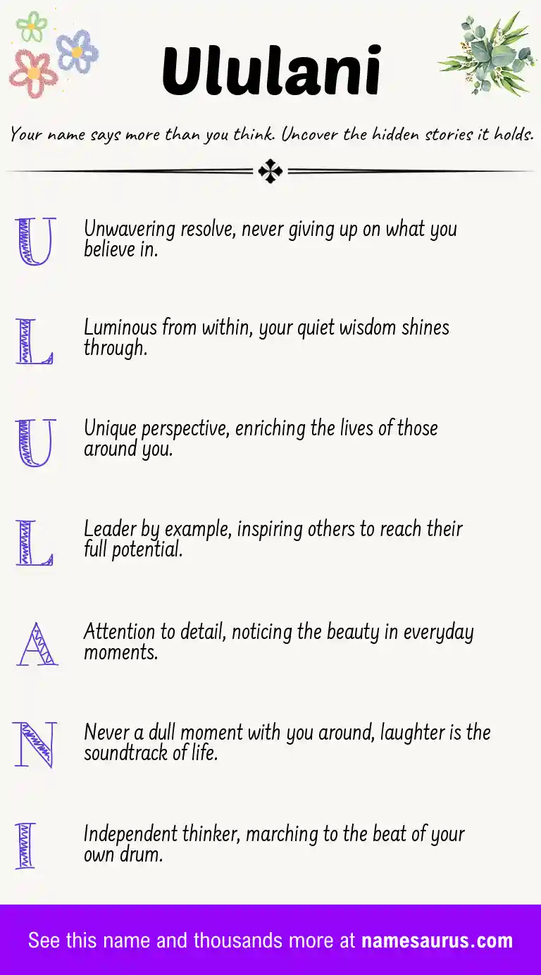 Acrostic poem about Ululani.