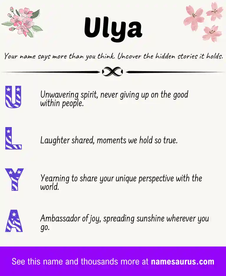 Acrostic poem about Ulya.