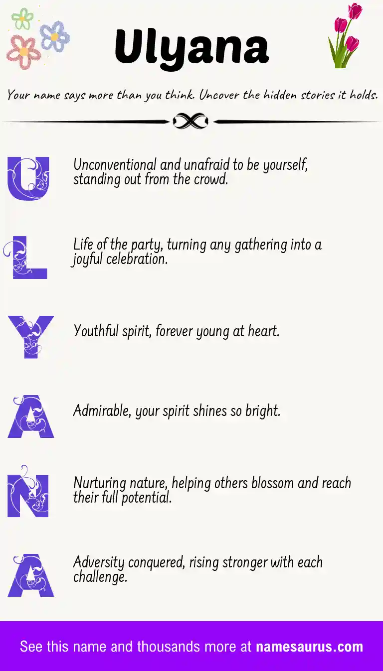 Acrostic poem about Ulyana.