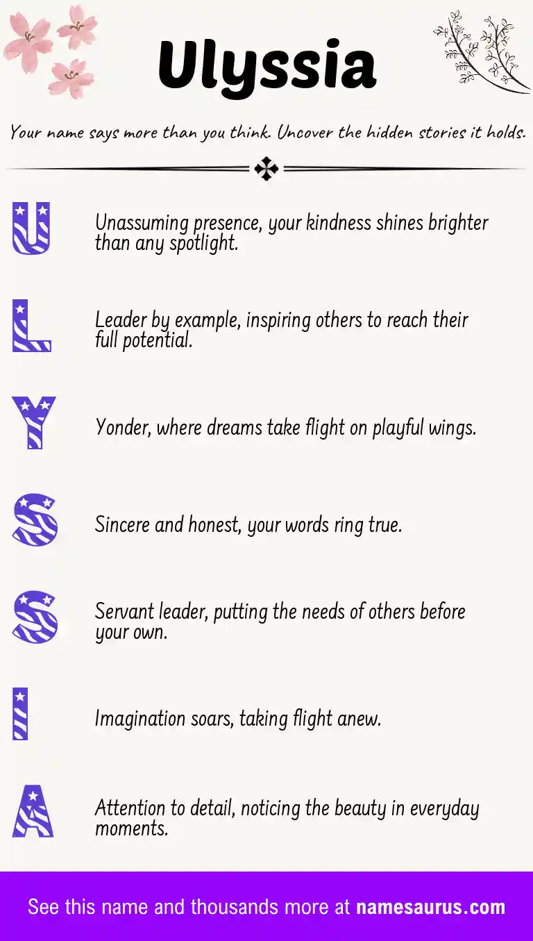 Acrostic poem about Ulyssia.