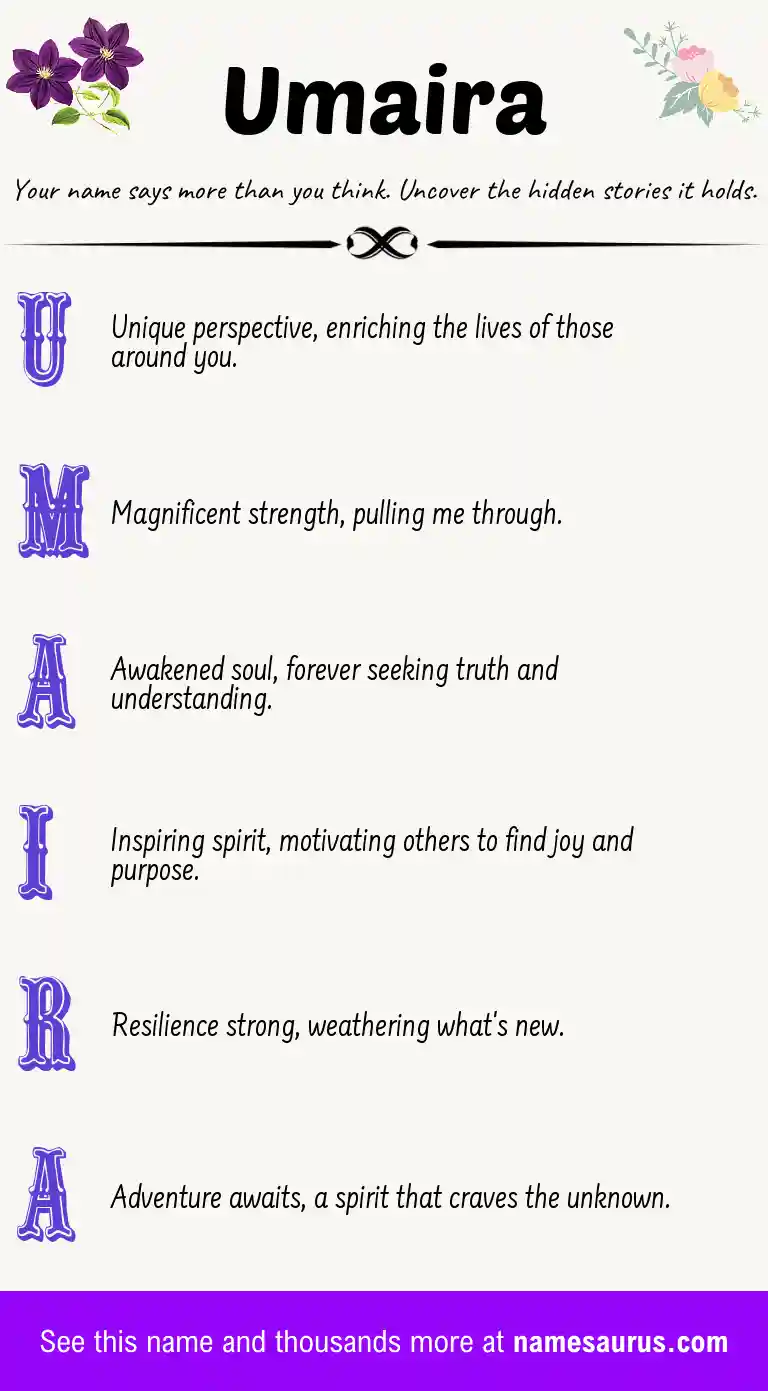 Acrostic poem about Umaira.