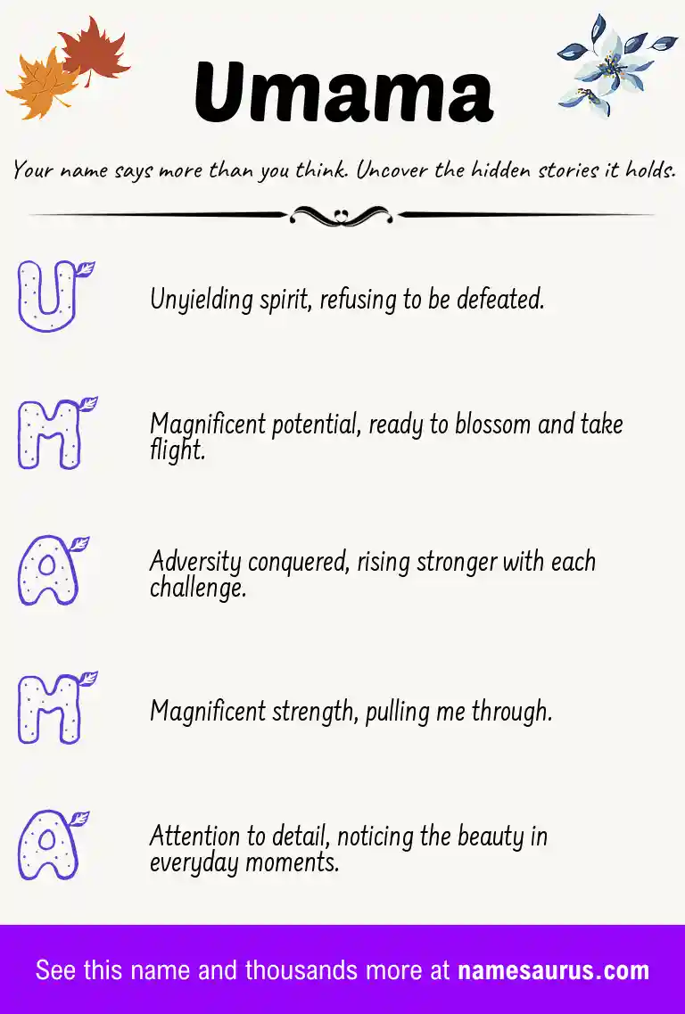 Acrostic poem about Umama.