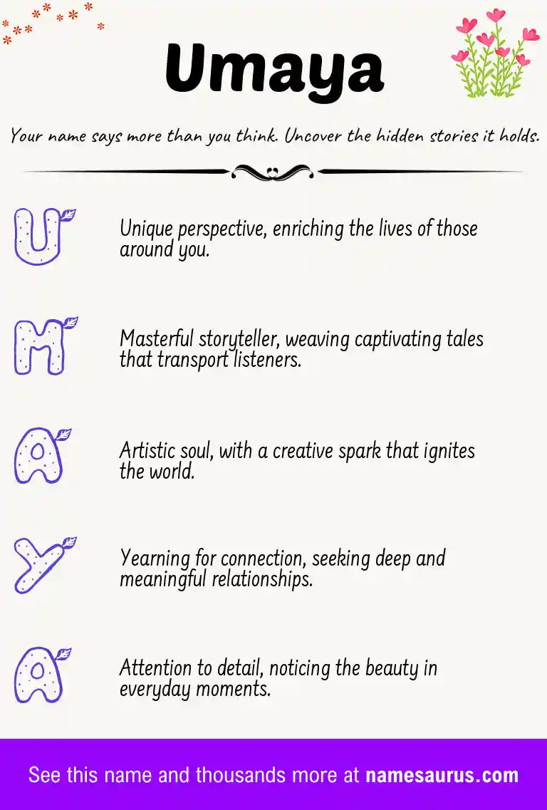 Acrostic poem about Umaya.