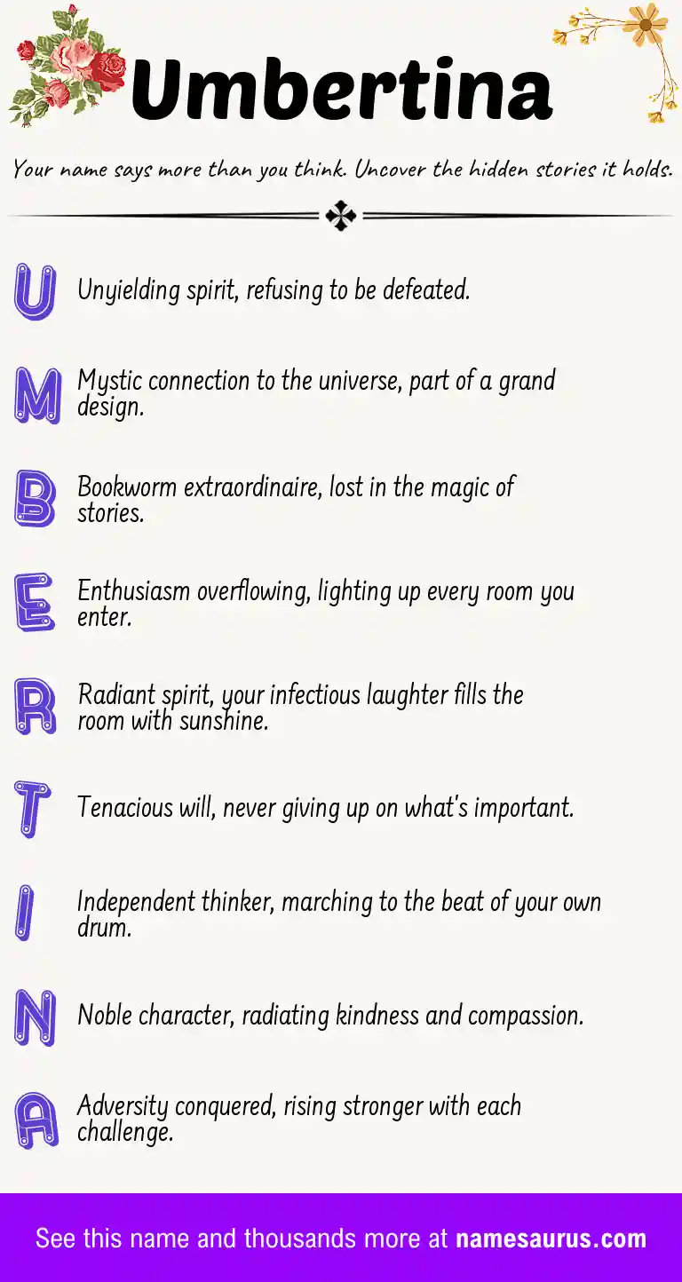 Acrostic poem about Umbertina.