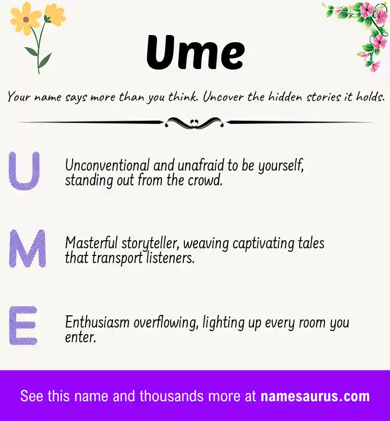 Acrostic poem about Ume.