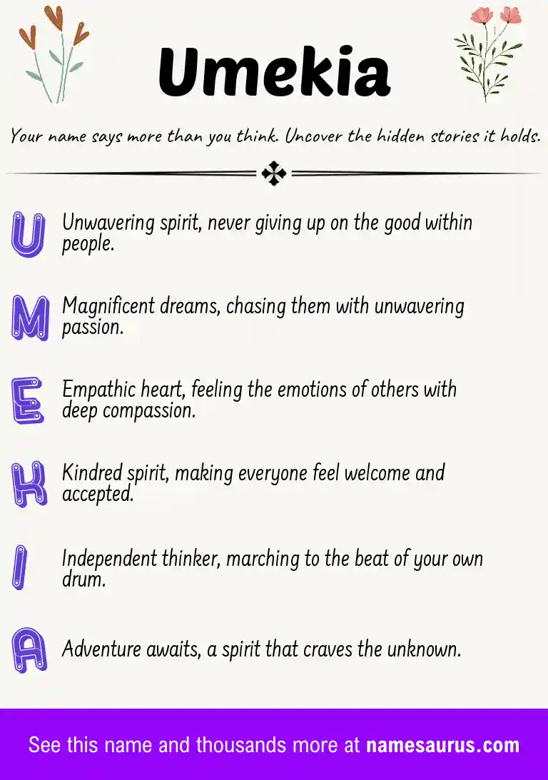 Acrostic poem about Umekia.