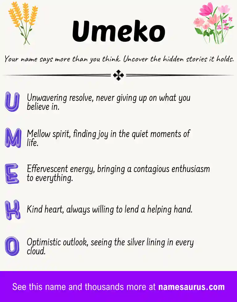 Acrostic poem about Umeko.