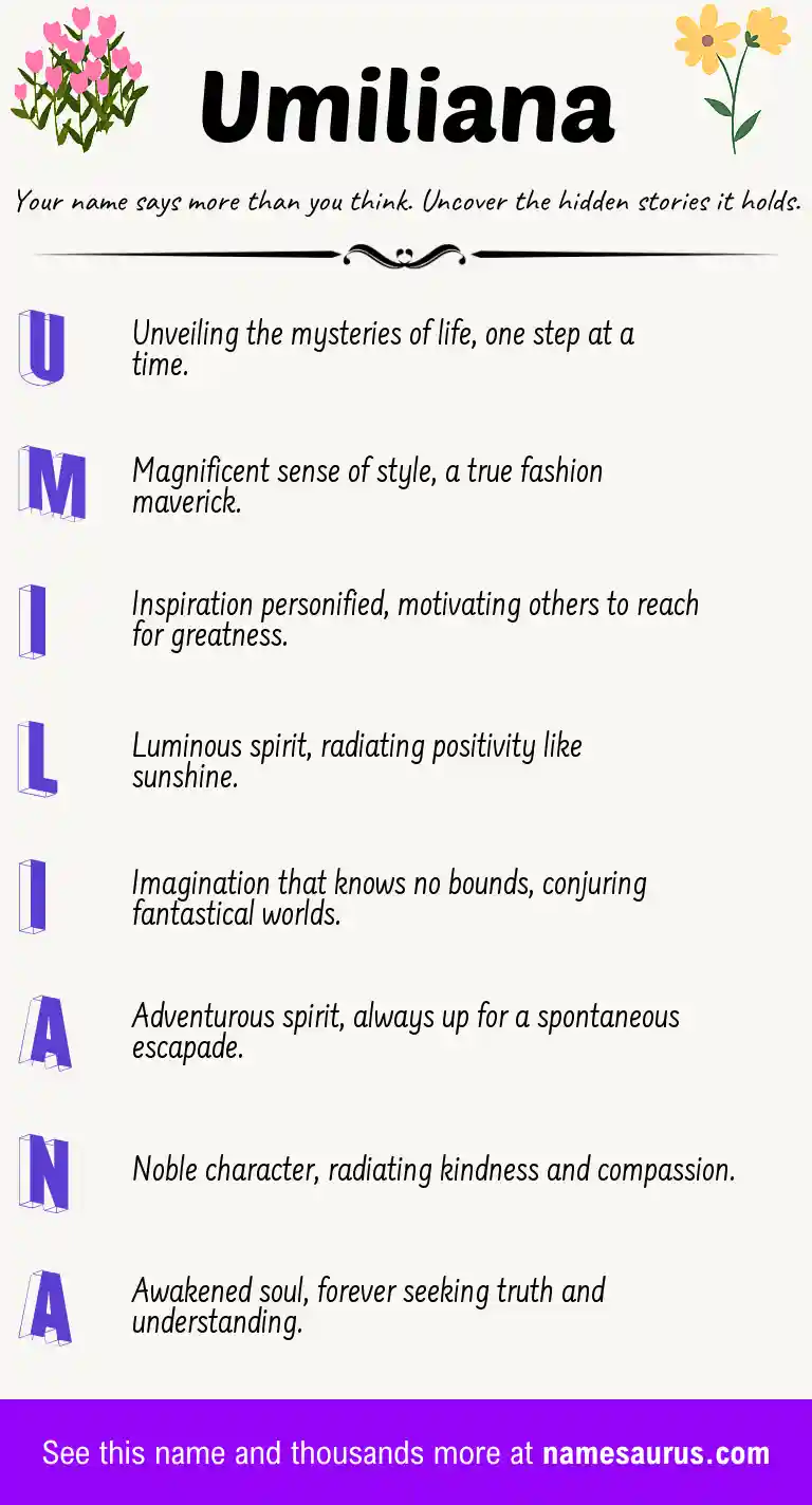 Acrostic poem about Umiliana.