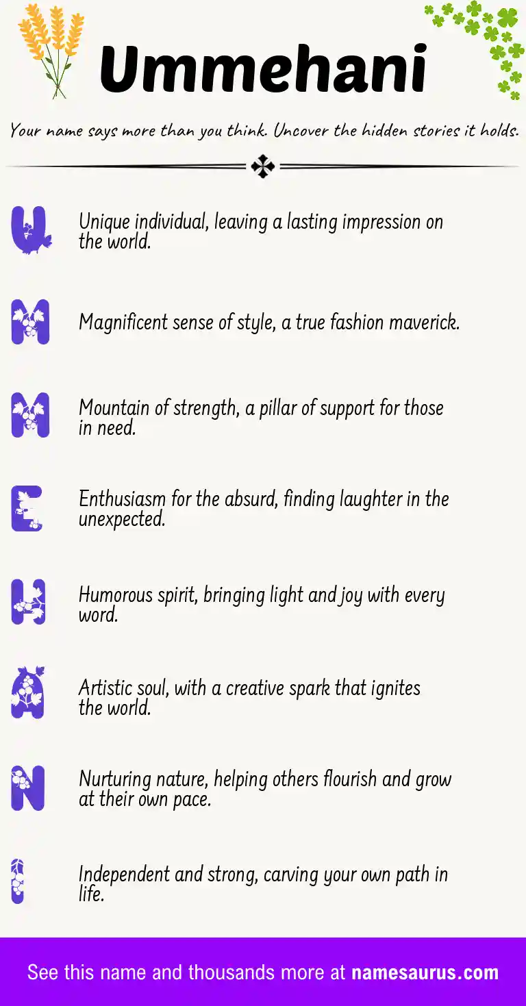 Acrostic poem about Ummehani.