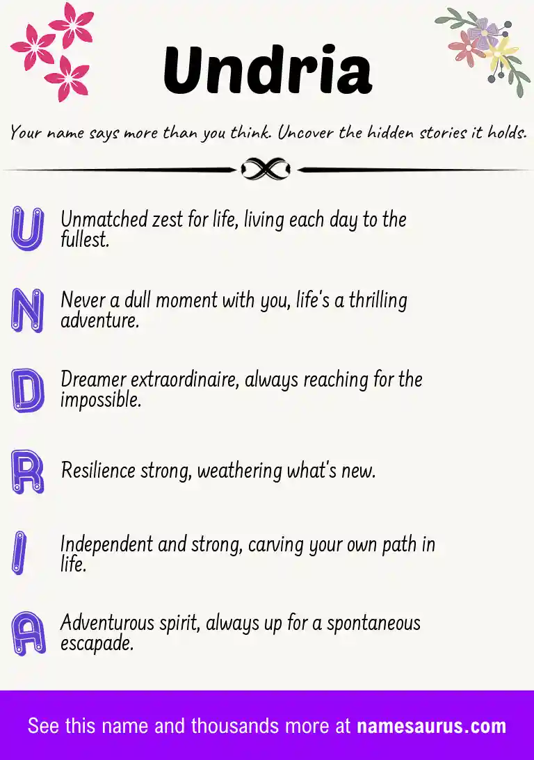 Acrostic poem about Undria.