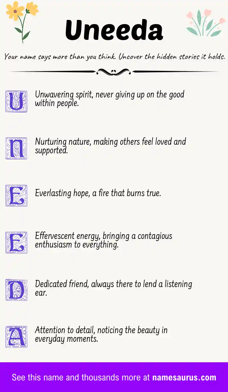 Acrostic poem about Uneeda.