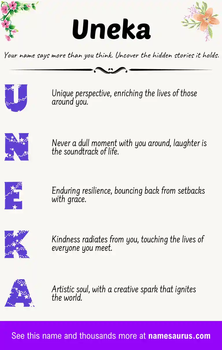 Acrostic poem about Uneka.