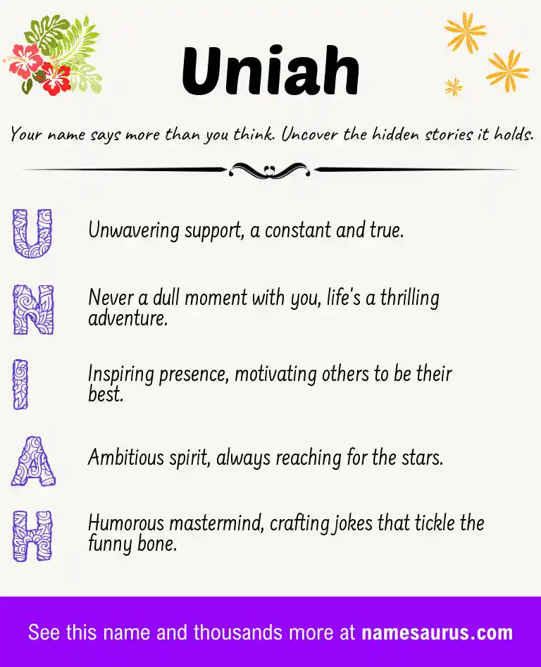 Acrostic poem about Uniah.
