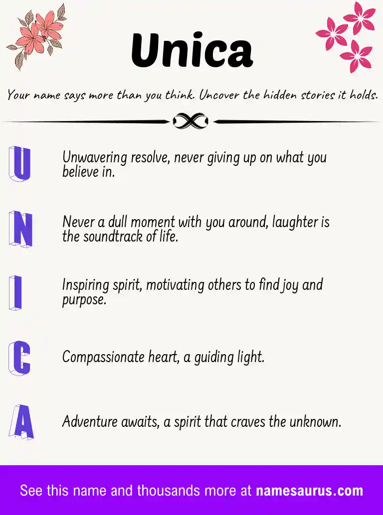 Acrostic poem about Unica.