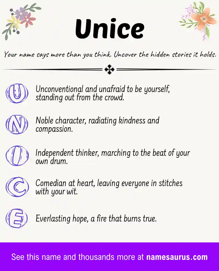 Acrostic poem about Unice.