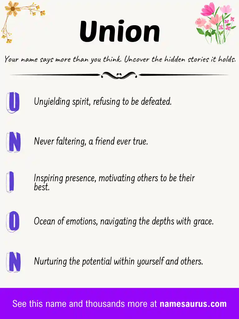 Acrostic poem about Union.