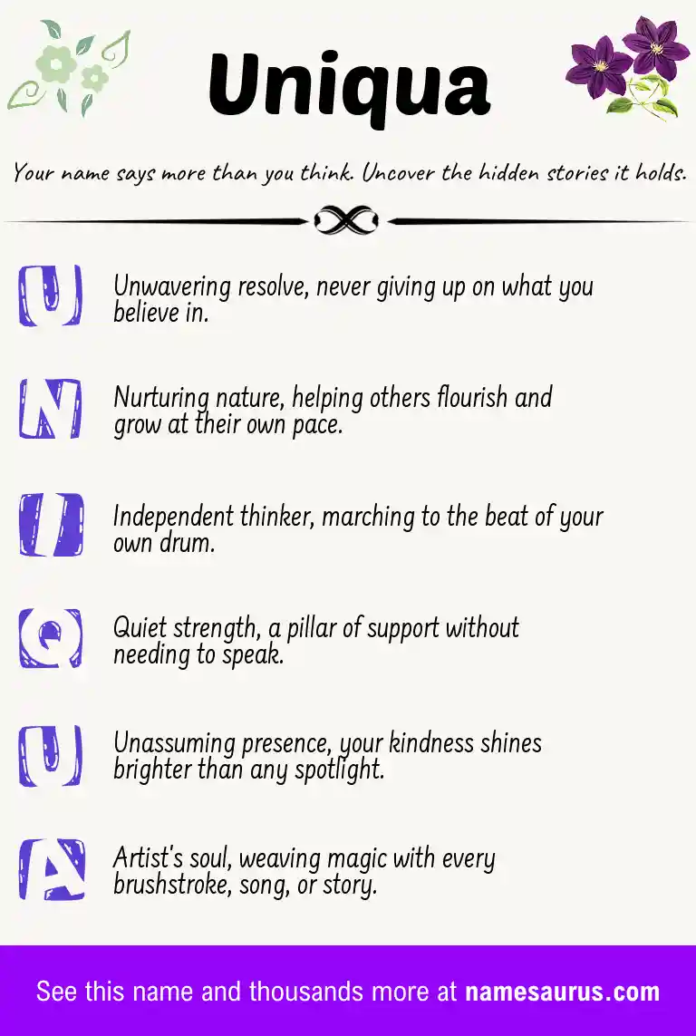 Acrostic poem about Uniqua.